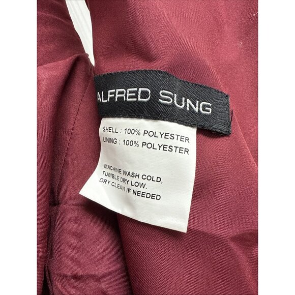 Alfred Sung Size 4 Burgundy D811S Off Shoulder Satin Maxi Gown Cocktail Dress - Picture 10 of 11